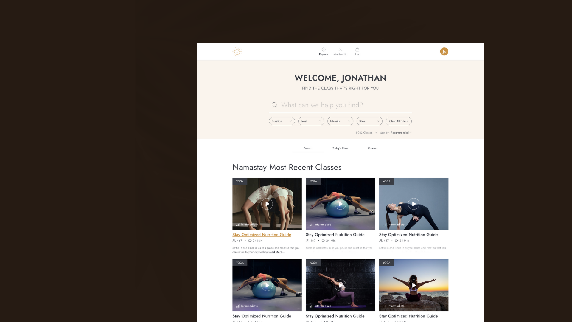 Namastay web platform — view 2